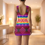 GB-NAT00680-07 Native American Women Sleeveless Bodysuit Dress