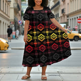 GB-NAT00684B Native American Puff Sleeve Straight Skirt
