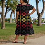GB-NAT00684B Native American Puff Sleeve Straight Skirt