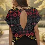 GB-NAT00684 Native American Women Open-Back Crossover Workout Tee