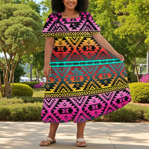 GB-NAT00689 Native American Puff Sleeve Straight Skirt