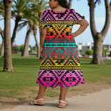 GB-NAT00689 Native American Puff Sleeve Straight Skirt