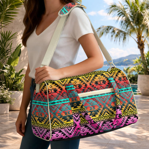 GB-NAT00689 Native American Quilted Travel Bag with Adjustable Strap