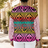 GB-NAT00689 Native American Women Sequin Sleeve Sweatshirt
