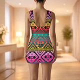 GB-NAT00689 Native American Women Sleeveless Bodysuit Dress