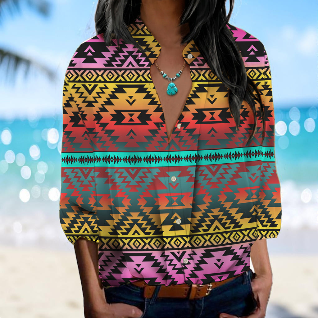 GB-NAT00689 Native American Women's Long-Sleeved Shirt