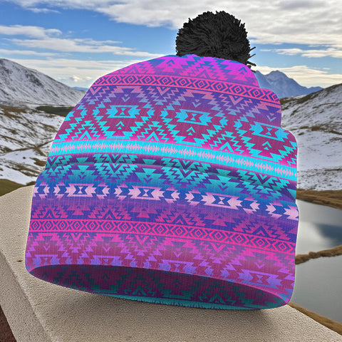 GB-NAT00701 Native American Knitted Hat With Pom-Pom