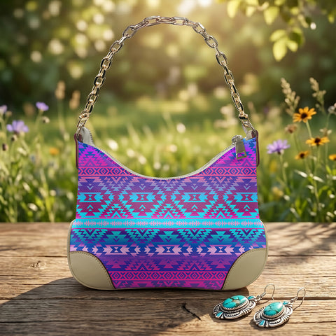GB-NAT00701 Native American PU Leather Chain Shoulder Bag