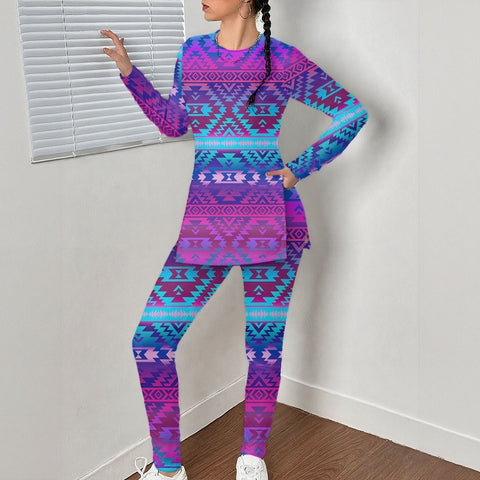 GB-NAT00701 Native American Women Side Split T-shirt Set