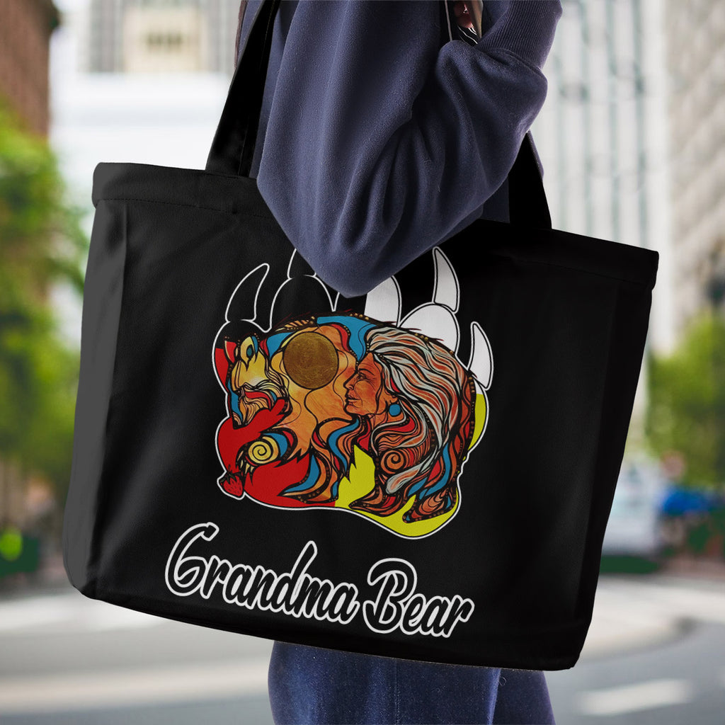 GB-NAT00716B Grandma Bear Native American All-over Print Large Tote Bag