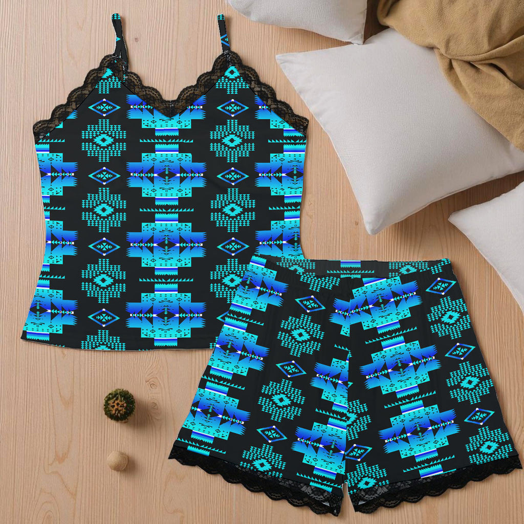 GB-NAT00720-04 Native American Women Cami Home Suit With Lace Edge