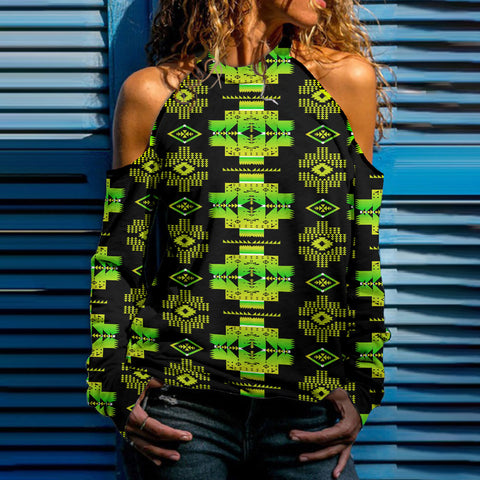 GB-NAT00720-07 Native American Women Cold Shoulder Sweatshirt