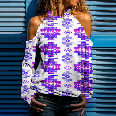 GB-NAT00720-10 Native American Women Cold Shoulder Sweatshirt