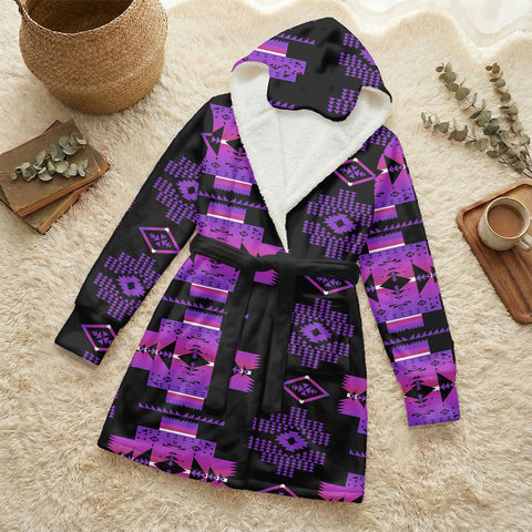 GB-NAT00720 Native American Unisex Flannel Hooded Robe With Eye Mask