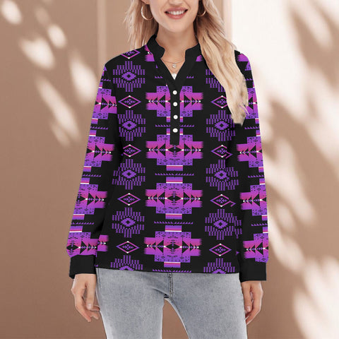 GB-NAT00720 Native American Women Long Sleeve Blouse With Button Closure