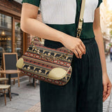GB-NAT00727 Bear Native American PU Leather Chain Shoulder Bag