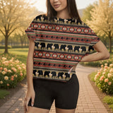 GB-NAT00727 Bear Native American Women Open-Back Crossover Workout Tee