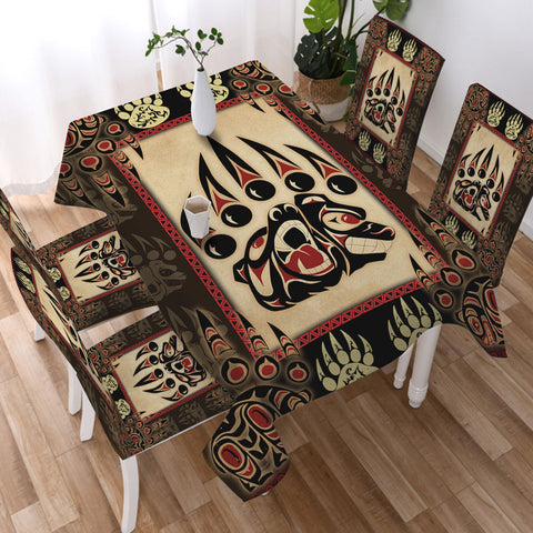 GB-NAT00733 Bear Native American 5pcs Dining Table Set - Tablecloth