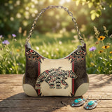 GB-NAT00735 Bear Native American PU Leather Chain Shoulder Bag