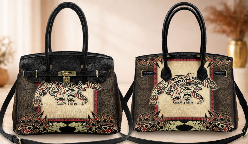 GB-NAT00735 Bear Native American Women Handbag