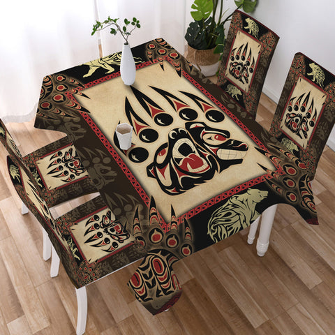 GB-NAT00742 Bear Native American 5pcs Dining Table Set - Tablecloth