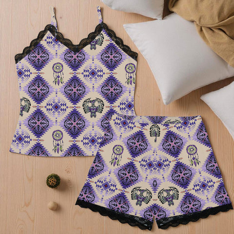 GB-NAT00744-02 Native American Women Cami Home Suit With Lace Edge