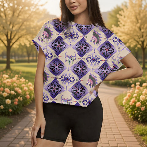 GB-NAT00744-05 Chief Native American Women Open-Back Crossover Workout Tee