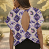 GB-NAT00744-05 Chief Native American Women Open-Back Crossover Workout Tee