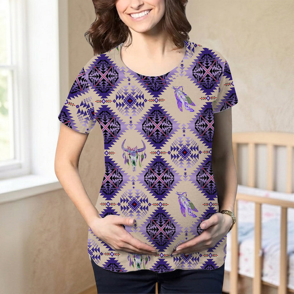 GB-NAT00744-06 Bison Feather Native American Maternity T-shirt