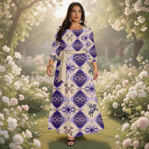 GB-NAT007440-04 Native American Women Maxi Dress Plus Size