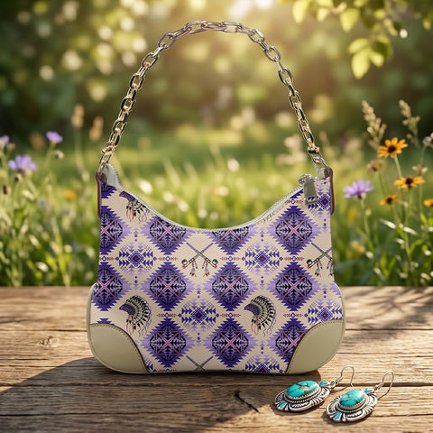 GB-NAT00744 Native American PU Leather Chain Shoulder Bag