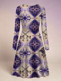 GB-NAT00744 Native American V-Neck Long Sleeve Dress