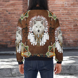 GB-NAT00745 Wolf Native American Bomber Jacket With Sleeve Pocket