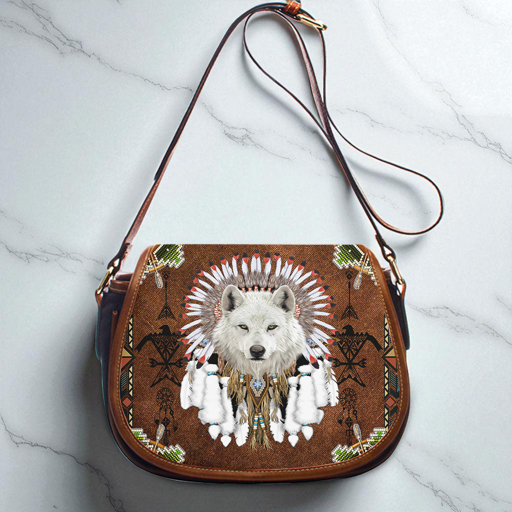 GB-NAT00745 Wolf Native American Saddle Bag