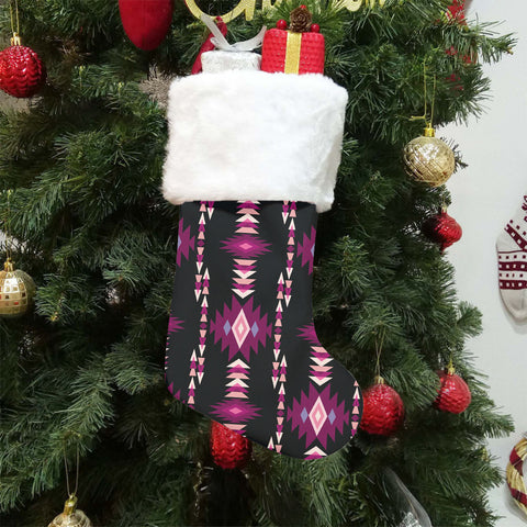 GB-NAT00773 Native American Single Christmas Sock With Plush Cuff