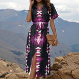 GB-NAT00773 Native American Women Shirt Dress with Waist Tie