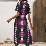 GB-NAT00773 Native American Women Shirt Dress with Waist Tie