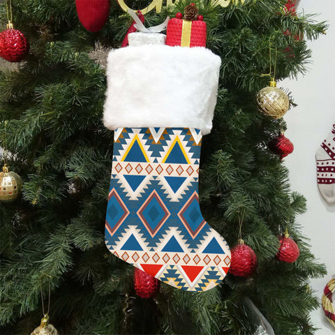 GB-NAT00775 Native American Single Christmas Sock With Plush Cuff