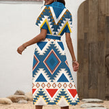GB-NAT00775 Native American Women Shirt Dress with Waist Tie
