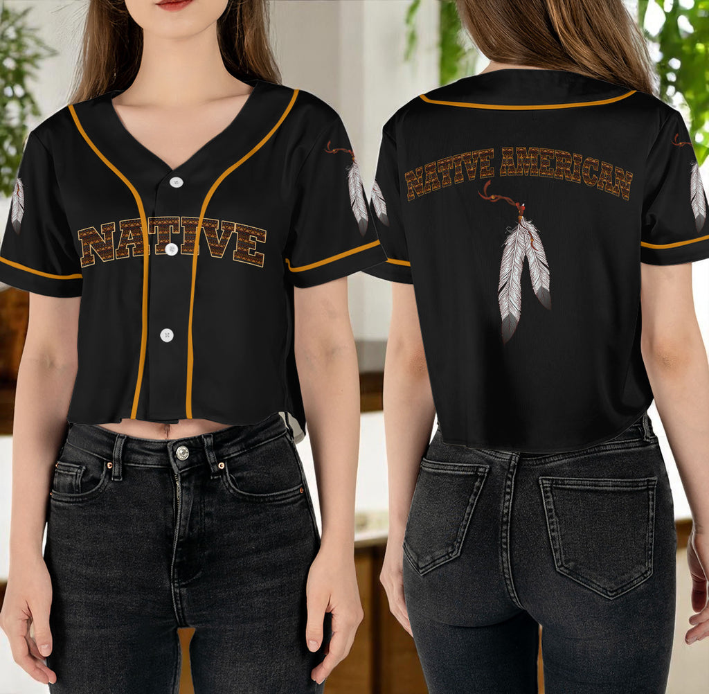GB-NAT00788 Native American Crop top Baseball Jersey