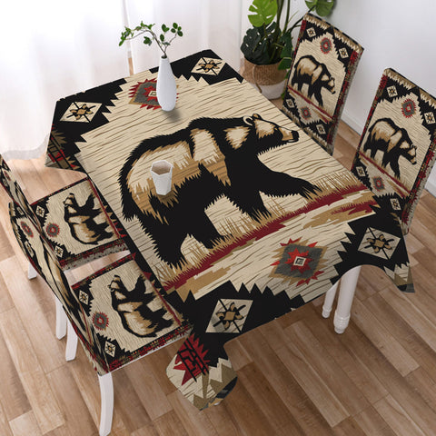 GB-NAT00900 Bear Native American 5pcs Dining Table Set - Tablecloth