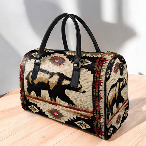 GB-NAT00900 Bear Native American Leather Travel Bag