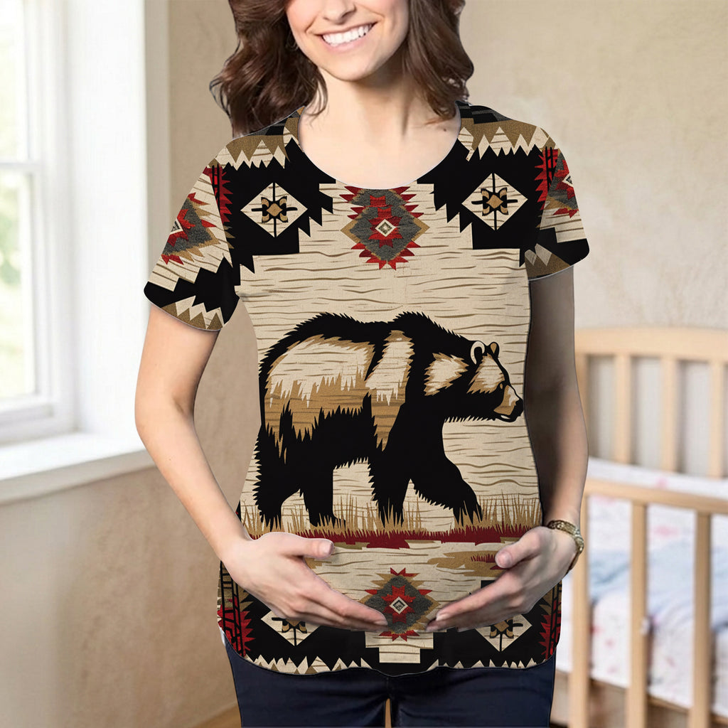 GB-NAT00900 Bear Native American Maternity T-shirt