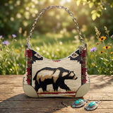 GB-NAT00900 Bear Native American PU Leather Chain Shoulder Bag