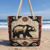 GB-NAT00900 Bear Native American Quilted Beach Bag