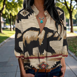 GB-NAT00900 Bear Native American Women's Long-Sleeved Shirt