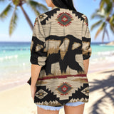 GB-NAT00900 Bear Native American Women's Long-Sleeved Shirt