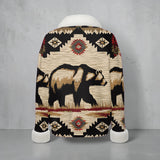 GB-NAT00900 Native American Faux Knit V-Neck Sweater Top with Fur Trim