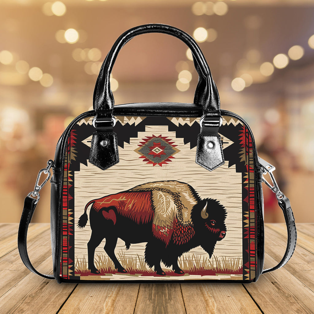 GB-NAT00902 Bison Native American Handbag With Single Shoulder Strap