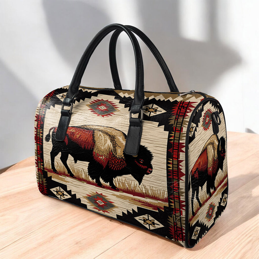 GB-NAT00902 Bison Native American Leather Travel Bag